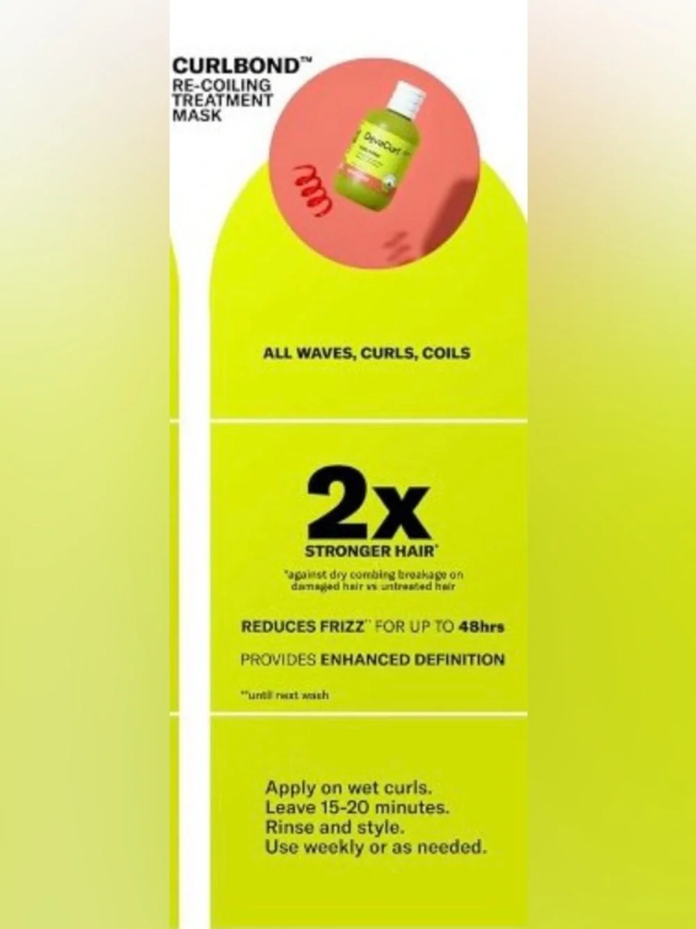 NWT DevaCurl CURLBOND ReCoiling Treatment Mask 3 fl oz / 88 mL